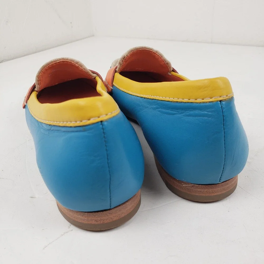 Cole Haan Womens Colorblock Leather Penny Loafers Blue Yellow Orange D37781 6.5B